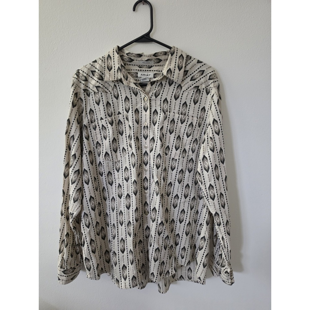 Ariat Button Down Size‎ Large Relaxed Fit Westen Shirt Long Sleeve